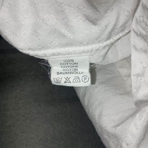 Robert Graham Textured Jacquard Pattern Shirt Medium White Embroidered Flip Cuff - Picture 8 of 16